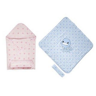 KUKU 酷咕鴨 幸福繡花抱巾 嬰兒包巾 (藍色/粉色) KU2164