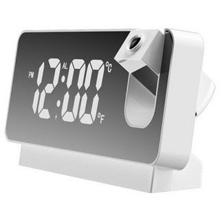 ULife 生活選品 彩色LED投影鬧鐘 大字幕清晰顯示 180度多角度投影 溫度感測功能, 白色