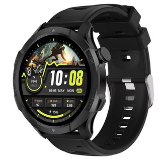 Wapik 블루투스 통화 스마트워치 ST10 1.43인치 아몰레드 고화질 SOS통화 AI운동인식, GPS + 블루투스, 3.6cm, 블랙