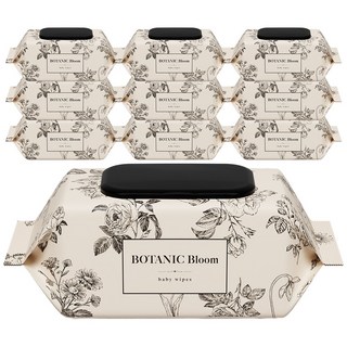보타닉블룸 엠보싱 도톰한 대용량 물티슈 100매 10팩 신생아 아기 유아 물티슈 캡형, 10개, 55g