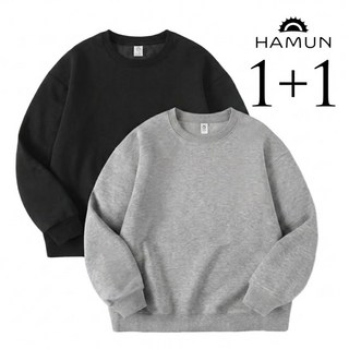 [1 + 1] 하믄 남자 오버핏 긴팔 맨투맨 티셔츠 세트