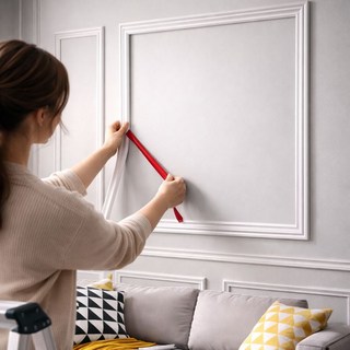 벽장식띠 웨인스코팅 테이프 3m 접착식 몰딩 가정용 셀프 인테리어 벽 사각 액자, 화이트 3M