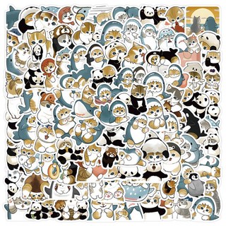 限時低價 100張入 可愛鯊魚貓 Mofusand 猫福珊迪 防水手账貼紙, 1個