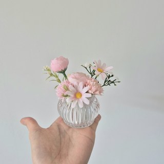 미니화병 5컬러 납골당꽃 조화 미니어쳐꽃 인테리어소품 납골당꾸미기, 핑크, 1개