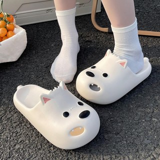 2025新款包頭涼拖鞋 夏季可愛卡通潦草狗 戶外沙灘防滑男女涼拖, 40-41,白色