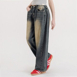 [쿠마르] (기모추가) 틴 사이드 핀턱 우먼 워싱 데님 팬츠_옐로우블랙 [ULZD_3093]