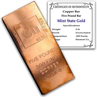 (당일출고가능)2.3kg(5파운드) 구리 바 (플랫 스타일) .999 순수 덩어리 주기율표 요소 디자인 Mint State Gold, [미국] 2.3kg 5파운드 구리 바 플랫 스타일 .9