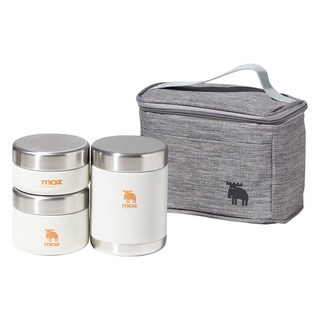 MOZ 스웨덴 포스코 316 올스텐 보온도시락 3종 도시락가방 수저 세트, 크림아이보리, 1세트