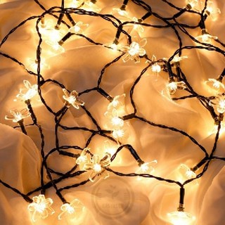 포근한잡화점 전기세ZERO 30구 웜색플라워 LED가랜드전구 4.5m 루프탑조명 태양광크리스마스전구