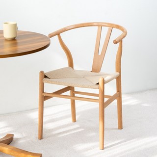 와이 원목 식탁의자 인테리어 카페의자, 1개, 내추럴프레임/아이보리
