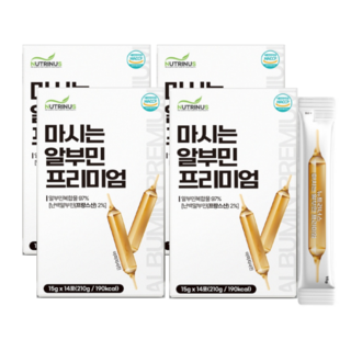 마시는 알부민 프리미엄 알부민복합물 난백알부민 발효녹용 타우린 아르지닌 식약처해썹인정, 4박스, 14회분