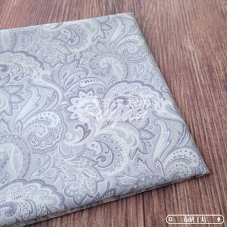 【布研工坊】現貨 灰藍色調佩斯利 薄棉/純棉/手作/手工/拼布/布料/印花布/DIY/棉布/碎花/花/變形蟲/圖騰, 1個