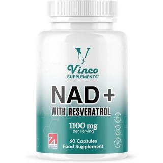 NAD + 트랜스 레스베라트롤 우수한 흡수력 블랙 페퍼 50mg NAD+ 3 in 1 고급 포뮬러 60캡슐 30일 공급, 1개, 60정
