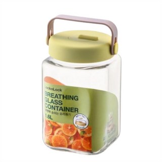 락앤락 숨쉬는 유리용기 옐로우 그린, 1.6L, 2개