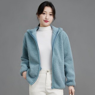 여성 가을 겨울 무지 크롭 숏 후리스 플리스 후드 집업 가디건 뽀글이 보아털 기모 보온 자켓 베이직 기본