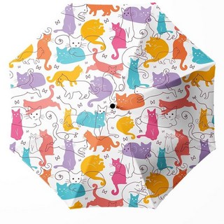 WSZYNDF 귀여운 고양이 소형 여행용 자동 접이식 우산 여아 및 여성용 비와 바람 휴대용 컴팩트 UV 햇빛 가리개 126728