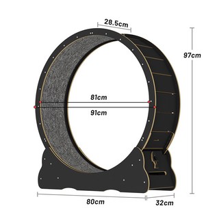 Hengcang고양이 러닝머신 높은 섬유 다채로운 고양이 러닝 휠 소음 감소 침묵 피트니스 휠 인터넷 연예인고양이 런웨이, 블랙, 1개