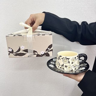 中古風高檔咖啡杯碟套裝 閨蜜生日禮物 喬遷新居禮品 老師伴手禮, 山茶花杯碟-A款【禮盒裝】, 1個