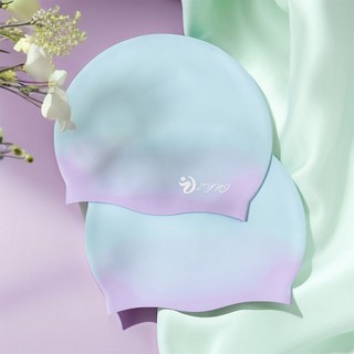 兒童矽膠泳帽女男寶寶嬰兒游泳帽防水護耳不勒頭訓練帽3-6-12歲兒童泳帽 防曬泳帽 男女通用泳帽, 兒童軟矽膠防水護耳-【爆款藍紫色】, 1個