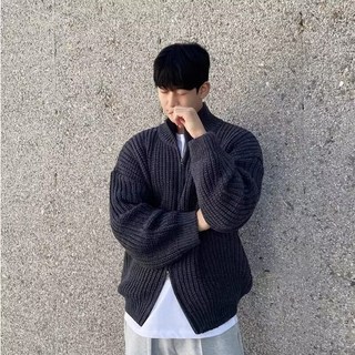 style dr 남자 깔끔하고 부드러운 골지 반집업 니트 긴팔
