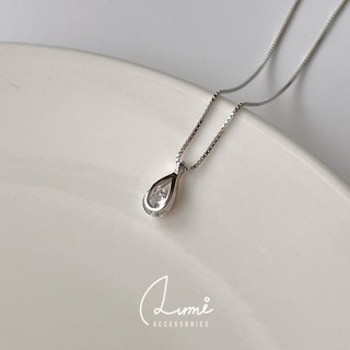 ALUMI 朝露 S925純銀 玫瑰金 水滴鋯石項鍊 短項鍊 純銀項鍊