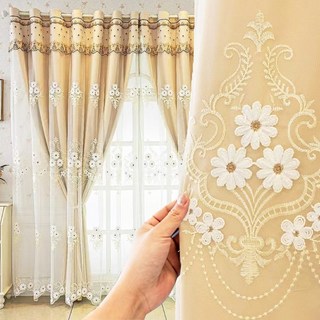 혜신 아일렛형 1+1 유럽식 럭키 데이지 이층커튼 거실 침실 차광 커튼