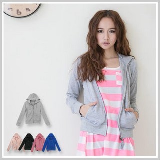 基本款抽繩連帽休閒拉鍊外套(S/M/L)【C264】