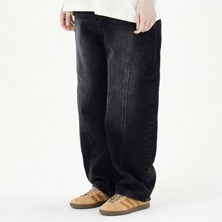 [쿠마르] (기모추가) 밍스 우먼 벌룬 앞절개 데님 팬츠_블랙 [ULZD_3134]