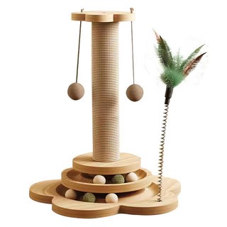 PawJoy 캣 스크래쳐 고양이스크래쳐 혼자 놀기 스크래쳐 고양이장난감, 1개, 원목색