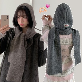 [수앤수][2in1] 피터 울 니트 스트링 후드 바라클라바 머플러 (25HA025)