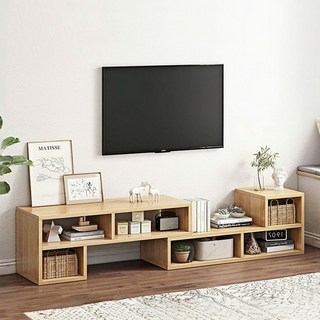 심플 티비 거실장 다용도 tv 서랍장 확장형 수납장, 원목색
