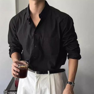 DANGZ 남성 여름 린넨 통기성 긴팔 셔츠