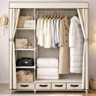 라온프리 튼튼한 가정용 조립식 비키니옷장, 베이지