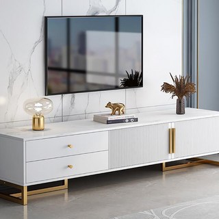 FONOW 거실장 다용도 수납장 모던 거실 TV장 좌식테이블, 흰색