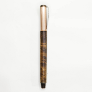 雄讚工坊S.Z.W 黃金樟原木手工鋼珠筆 (拔蓋式) - 原木筆身，書寫流暢，獨特木紋, 棕色, 1個