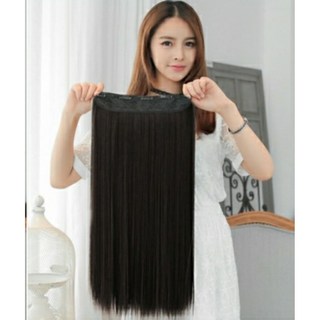 一片式假髮片 加厚加量 假髮女 補髮片 隱形髮片 長假髮 接髮片, 1個, 自然黑60公分185g-直髮