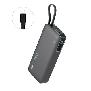 CUKTECH 酷態科 55W Type-C 自帶線行動電源 20000mAh (PB200N) 行動電源, 灰色, PB200N