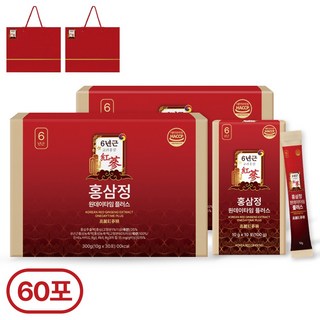 1+1한정특가 6년근 홍삼정 홍삼 명절선물 완판10만박스 쇼핑백 유산균 포함 플라이삼육오(주), 300ml, 2개