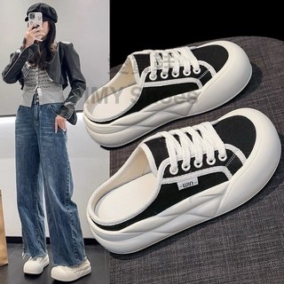 出清售完不追 醜萌大頭楦型 半拖 餅乾鞋【快速出貨】懶人鞋 休閒鞋 穆勒鞋 厚底鞋 綁帶半拖 小白鞋 厚底半拖