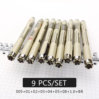 7 9 11 12 개 사쿠라 피그마 마이크론 펜 바늘 드로잉 Lot 005 01 02 03 04 05 08 브러쉬 아트 마커, 02 9 pcs