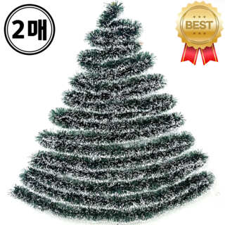 크리스마스 눈꽃 모루 트리 만들기 창문 벽트리 가랜드 리스 꾸미기, 2개, 투톤