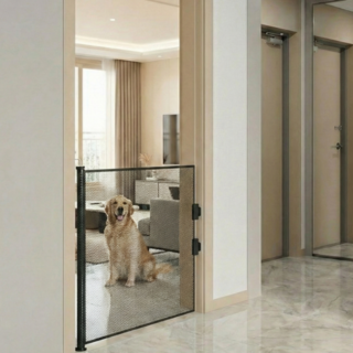 웨이백홈 반자동 무타공 강아지 안전문, 1개, 검정색