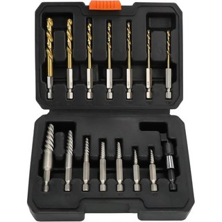 15PCS 벗겨진 나사 추출기 세트 6542 4341 HSS 스틸 왼손 드릴 비트 쉬운 1 4인치 어댑터 볼트를 제거하는 부러진 키트, Upgarded Kit-15PCS, 1개