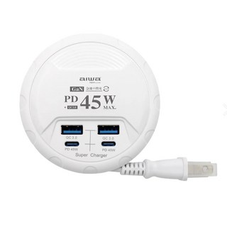 AIWA 愛華 45W 快充 USB TYPEC 充電器 ACE-450U 氮化鎵 插座 手機充電, 1個