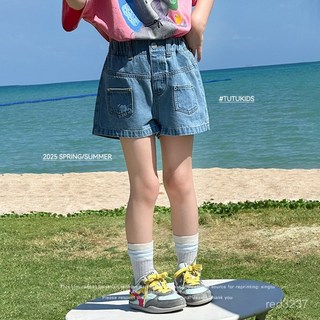 圖圖小象女童牛仔褲2025夏季新款兒童時尚潮酷百搭短褲