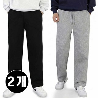 2장세트 남녀공용 고급 면 봄 가을 츄리닝 바지 트레이닝 세미 와이드 빅사이즈 팬츠 이너프데이