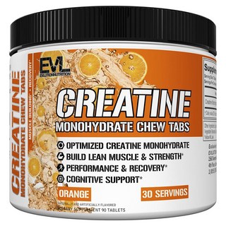 EVLUTIONNUTRITION 一水肌酸咀嚼錠 柳橙風味, 1個, 90片