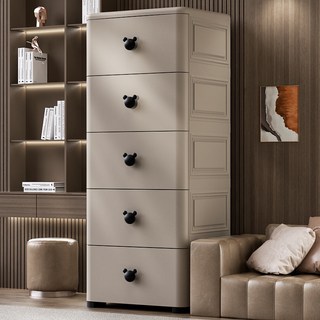 置物架 收納櫃 儲物櫃加厚抽屜式收納櫃家用客廳置物櫃多層零食儲物柜臥室五斗柜床頭櫃, 1個, 38cm高級灰【升級款6.0】,3個