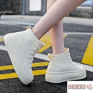 【台灣出貨】 雨鞋女款時尚新款增高厚底外穿加絨輕便雨靴廚房防水防滑工作膠鞋