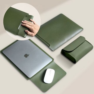 케어핏 노트북 파우치 가죽 케이스 마우스패드 겸용, 1개, 그린